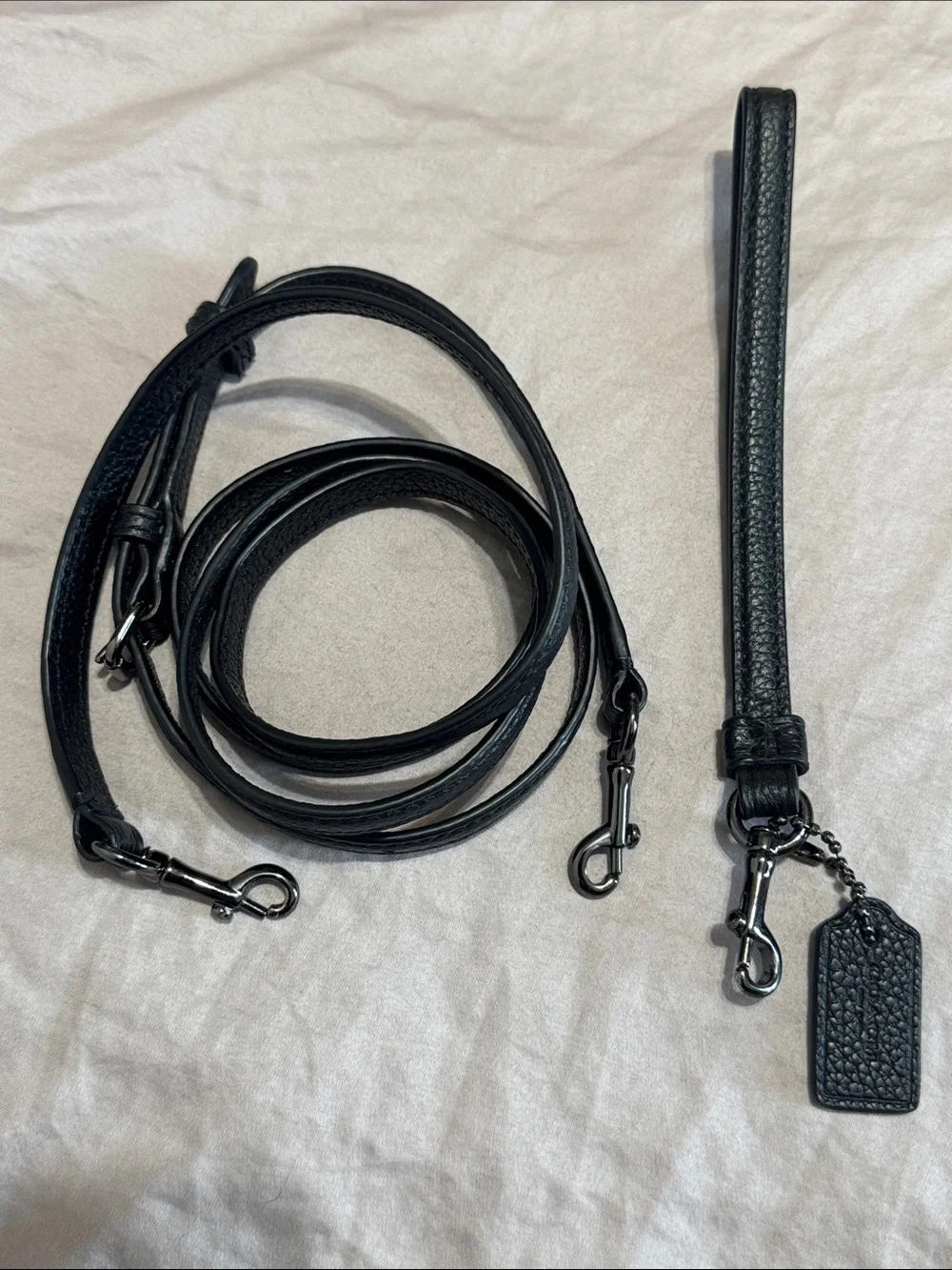 Coach pebble leather strap , wristlet strap & hangtag